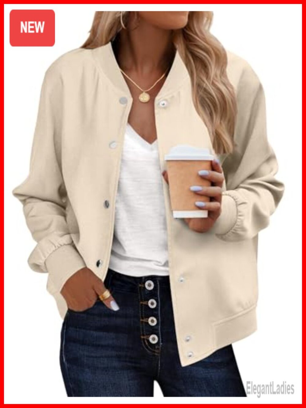 Zeagoo Womens Lightweight Bomber Jacket Snap Button Pockets Casual